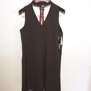 XOXO olive green choker neck, a-line tank dress